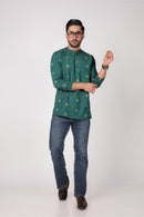 Elegant Green Cotton Blend Short Kurta