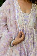 Hand Block Printed Lavender Suit Set - Shilpi Handicrafts