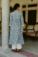 Hand-block Printed Grey Kurta With Pant - Shilpi Handicrafts