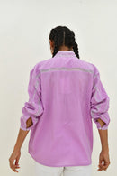 Purple Hand Block Printed Cotton Shirt-Set Of 1
