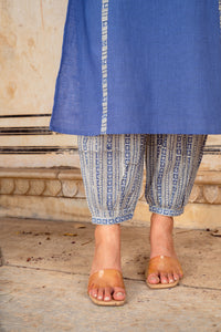 Bahaar Blue Cotton Slub Kurta Set