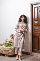 Bahaar Beige Slub Cotton Kurta Set