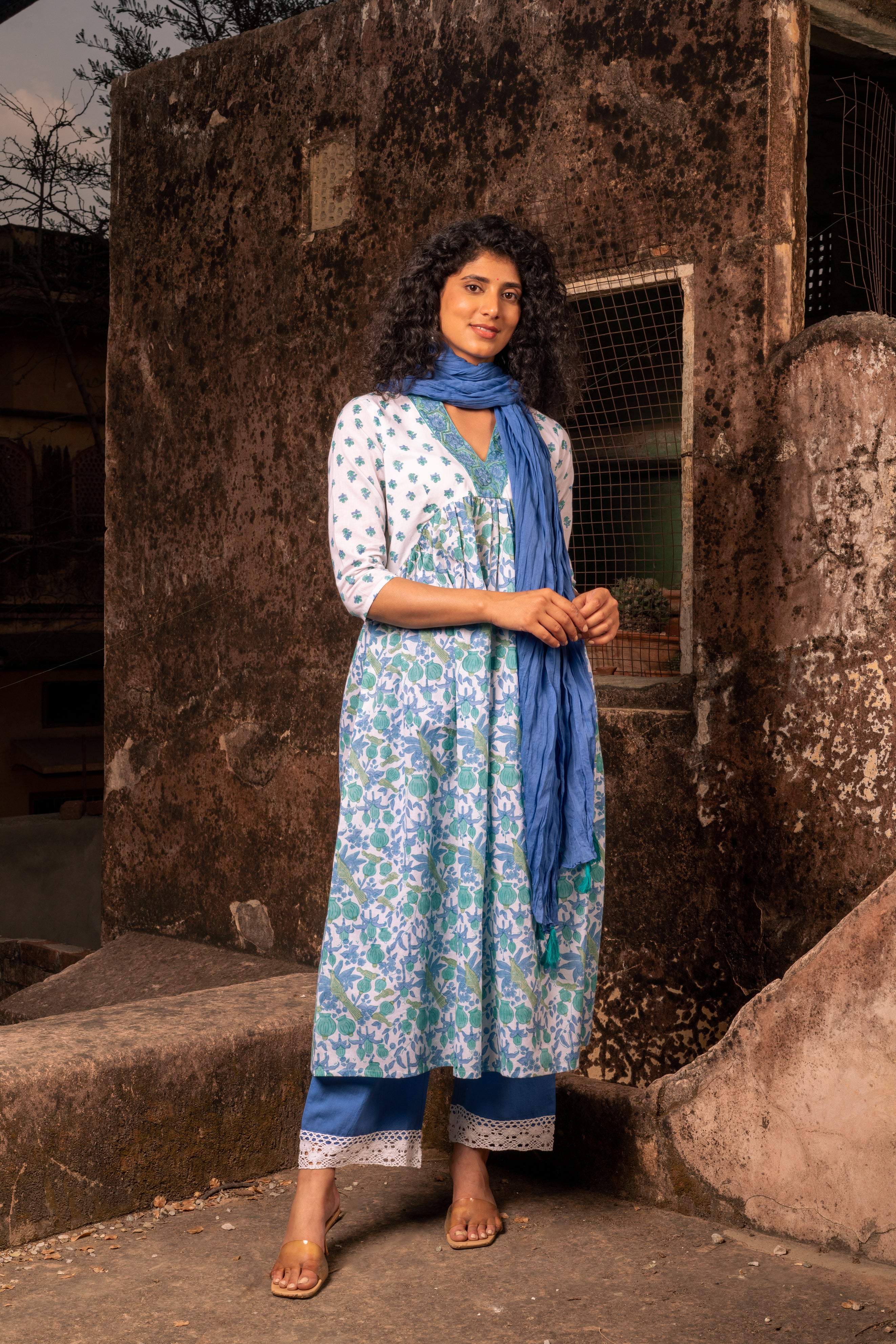 Bahaar Blue Jaal Buti Suit Set