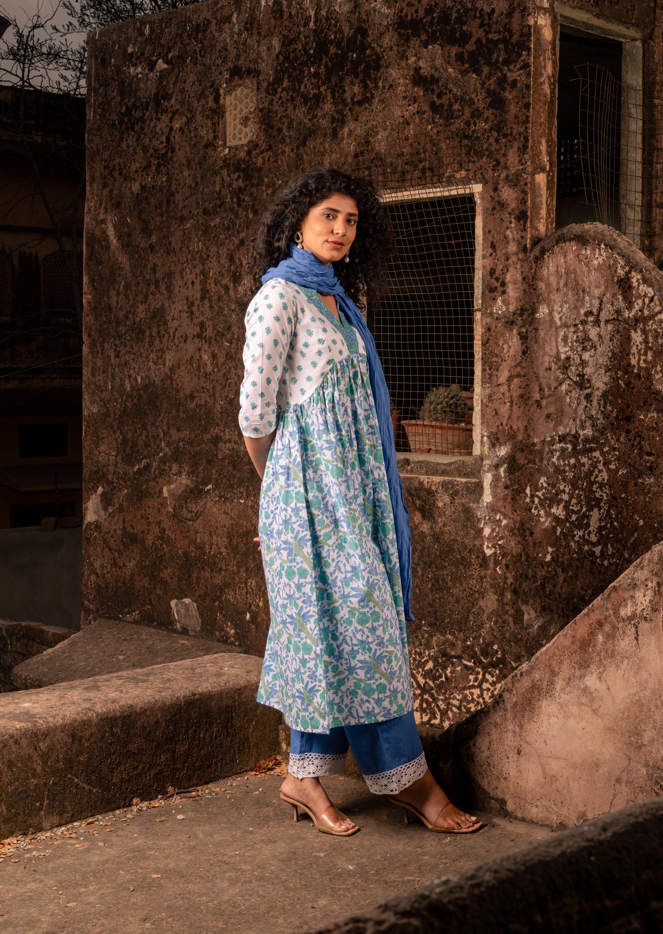 Bahaar Blue Jaal Buti Suit Set