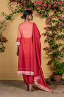 Bahaar Red Ombre Cotton Suit Set