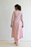 Peach Hand Block  Cotton kurta Palazzo  Set With Mulmul Dupatta