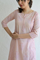 Peach Hand Block  Cotton kurta Palazzo  Set With Mulmul Dupatta