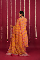 Yellow Hand- Block Embroidered Muslin Suit Set