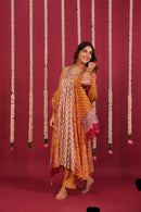 Yellow Hand- Block Embroidered Muslin Suit Set