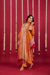 Yellow Hand- Block Embroidered Muslin Suit Set