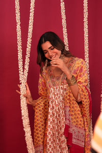 Yellow Hand- Block Embroidered Muslin Suit Set