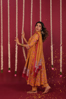 Yellow Hand- Block Embroidered Muslin Suit Set