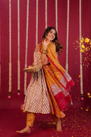 Yellow Hand- Block Embroidered Muslin Suit Set
