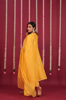 Mango Yellow Chanderi Hand-Embroidered Suit Set