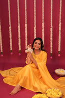 Mango Yellow Chanderi Hand-Embroidered Suit Set