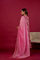 Pink Muslin Hand- Block Embroidered Suit Set