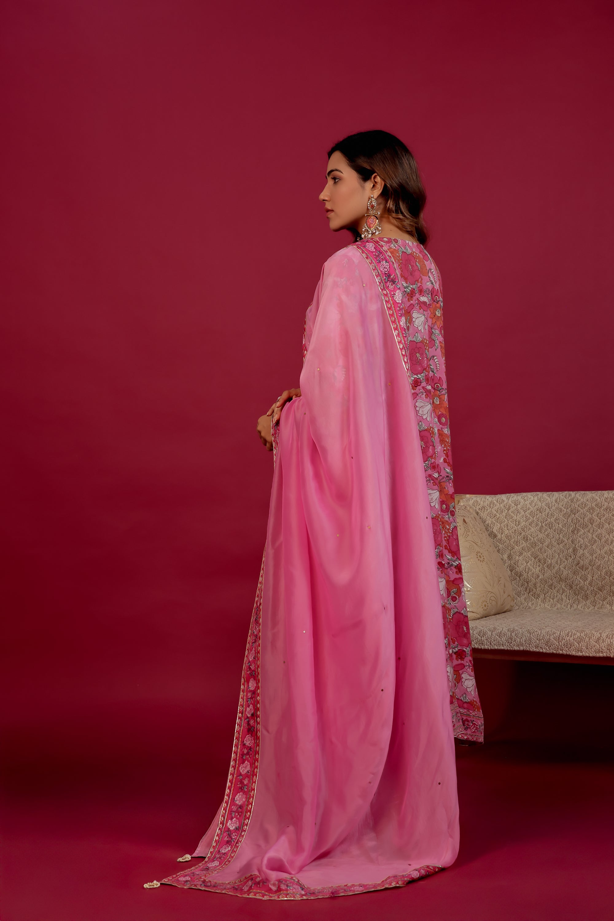 Pink Muslin Hand- Block Embroidered Suit Set