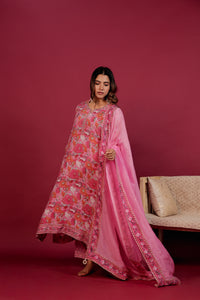 Pink Muslin Hand- Block Embroidered Suit Set