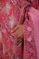 Pink Muslin Hand- Block Embroidered Suit Set