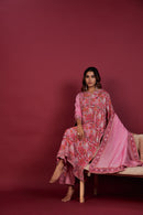 Pink Muslin Hand- Block Embroidered Suit Set