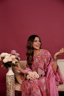 Pink Muslin Hand- Block Embroidered Suit Set
