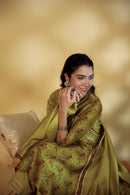 Mahendi Green Chanderi Hand-Block Embroidered Suit Set