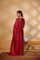 Maroon Chanderi Hand-Embroidered Suit Set