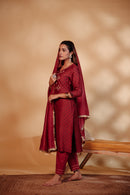 Maroon Chanderi Hand-Embroidered Suit Set