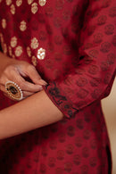 Maroon Chanderi Hand-Embroidered Suit Set