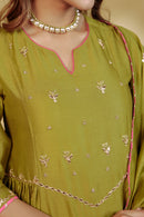 Mahendi Green Hand-Embroidered Chanderi Suit Set
