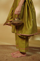 Mahendi Green Hand-Embroidered Chanderi Suit Set