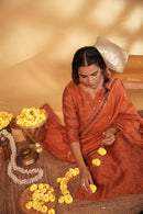 Rust Hand Embroidery Chanderi Suit Set