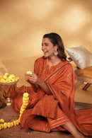 Rust Hand Embroidery Chanderi Suit Set