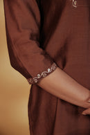 Brown Chanderi Hand-Embroidered Suit Set