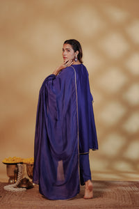 Blue Chanderi Hand-Embroidered Suit Set