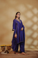 Blue Chanderi Hand-Embroidered Suit Set