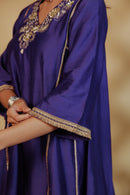 Blue Chanderi Hand-Embroidered Suit Set