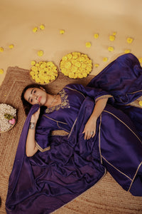 Blue Chanderi Hand-Embroidered Suit Set