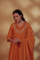 Orange Chanderi Hand Embroidered Suit Set