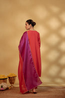 Coral Hand-Embroidered Chanderi Suit Set