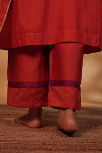 Coral Hand-Embroidered Chanderi Suit Set