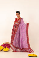 Maroon Printed Hand- Block Viscose Muslin Suit Set