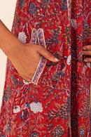 Maroon Printed Hand- Block Viscose Muslin Suit Set