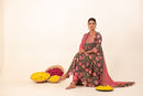 Brown & Pink Hand- Block Viscose Muslin Suit Set