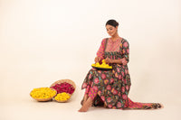 Brown & Pink Hand- Block Viscose Muslin Suit Set