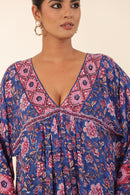 Royal Blue Hand-Block Printed Viscose Muslin Kurta Set