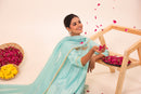 Sky Blue Hand- Embroidery Chanderi Suit Set