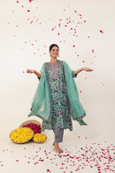 Sea Green Hand- Block Viscose Muslin Suit Set
