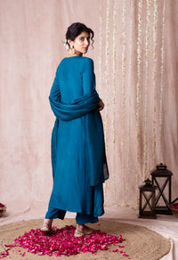 Bhargavi Teal Blue Muslin Suit Set