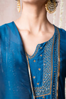 Bhargavi Teal Blue Muslin Suit Set
